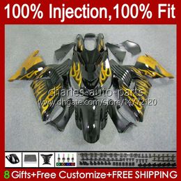 Cuerpo de inyección para KAWASAKI NINJA ZX 14R 14 R ZZR 1400 CC 2006 2007 2008 2009 2010 2011 4No.109 ZZR1400 ZZR-1400 06-11 ZX-14R ZX14R 06 07 08 09 10 11 OEM Carenado glo llamas de la guarida