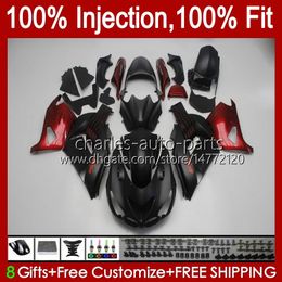 Cuerpo de inyección para Kawasaki Ninja ZX 14R 14 R ZZR 1400 CC 2006 2007 2008 2008 2009 2010 2011 4No.119 ZZR1400 ZZR-1400 06-11 ZX-14R ZX14R 06 07 08 08 09 10 11 OM CARRA GLOSSY RED