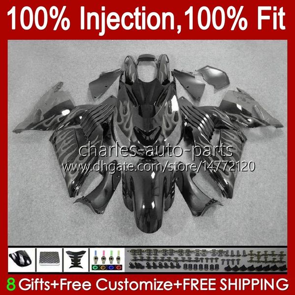 Cuerpo de inyección para KAWASAKI NINJA ZX 14R 14 R ZZR 1400 CC 2006 2007 2008 2009 2010 2011 4No.110 ZZR1400 ZZR-1400 06-11 ZX-14R ZX14R 06 07 08 09 10 11 OEM Carenado gris llama s