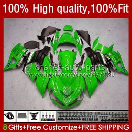 Cuerpo de inyección para KAWASAKI NINJA ZZR 1400 CC ZX 14R 14 R ZZR1400 12 13 14 15 16 17 5No.49 ZZR-1400 ZX-14R 12-17 ZX14R 2012 2013 2014 2015 2016 2017 OEM Carenado verde brillante