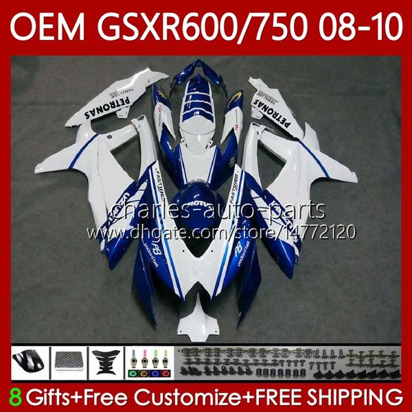 Corps d'injection pour SUZUKI GSX-R750 GSXR 600 750 CC K8 GSXR-600 600CC 750CC 08-10 88No.39 GSXR750 08 09 10 GSXR-750 Blanc bleu GSXR600 GSX-R600 2008 2009 2010 Carénages OEM