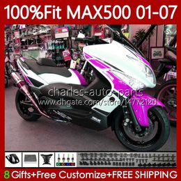 Injectielichaam voor Yamaha Pink White Tmax500 MAX-500 TMAX-500 109NO.115 TMAX MAX 500 T MAX500 2001 2002 2003 2004 2005 2006 2007 T-MAX500 01 02 03 04 05 06 07 OEM-Valerijen