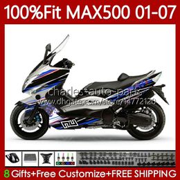 Injectielichaam voor Yamaha Tmax500 MAX-500 TMAX-500 109NO.126 TMAX MAX 500 T MAX500 Blauw Zwart 2001 2002 2003 2004 2005 2006 2007 T-MAX500 01 02 03 04 05 06 07 OEM-Valerijen