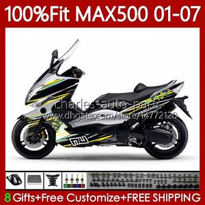 Corps d'injection pour Yamaha Tmax500 MAX-500 Tmax-500 109NO.136 Tmax Max 500 t max500 2002 2003 Ligne jaune 2004 2006 2007 2007 T-MAX500 01 02 03 04 05 06 07 Farécidages OEM