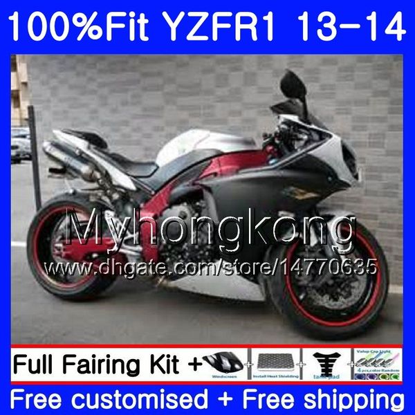 Corps d'injection pour YAMAHA YZF 1000 YZF R 1 YZF1000 YZF R1 13 14 242HM.37 YZF-1000 YZF-R1 Blanc noir stock YZFR1 2013 2014 Kit de carénage complet