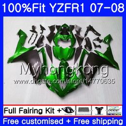 Injectielichaam voor Yamaha YZF R 1 Groen Zwart Hot YZF-1000 YZF-R1 07 08 227HM.34 YZF 1000 YZFR1 07 08 YZF1000 YZF R1 2007 2008 FIERINGSET