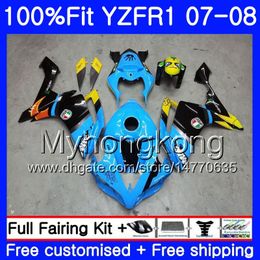 Injectielichaam voor Yamaha YZF R 1 YZF 1000 YZFR1 07 08 227HM.20 YZF R1 07 08 YZF1000 YZF-1000 YZF-R1 Shark Cyaan Voorraad 2007 2008 Fairing Kit