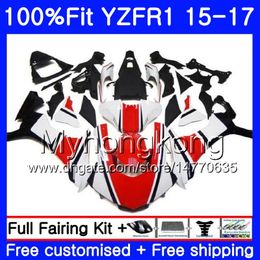 Corps d'injection pour YAMAHA YZF R1 1000 YZF-R1 15 16 17 243HM.9 YZF-1000 YZF R 1 YZF1000 YZFR1 usine rouge blanc 2015 2016 2017 Kit de carénages