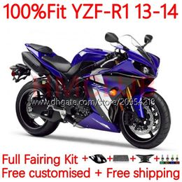 100% Fit OEM Carrosserie Voor YAMAHA MOTO YZF-R1 YZF-1000 YZF R 1 1000CC 13-14 Body 6No.0 YZF R1 1000 CC YZFR1 13 14 YZF1000 2013 2014 Spuitgietmatrijs Kuip Kit Fabriek Blauw