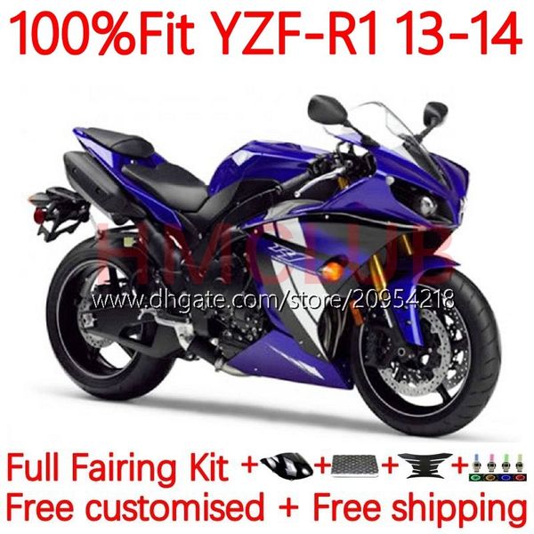 Carrocería OEM 100% en forma para YAMAHA MOTO YZF-R1 YZF-1000 YZF R 1 1000CC 13-14 Cuerpo 6No.0 YZF R1 1000 CC YZFR1 13 14 YZF1000 2013 2014 Kit de carenado de molde de inyección Azul de fábrica