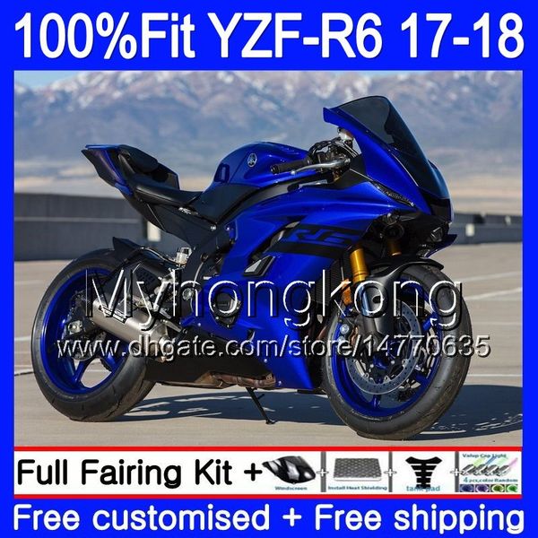 Corps d'injection pour YAMAHA YZF600 Usine bleu nouveau YZF R6 YZFR6 2017 2018 248HM.6 YZF 600 YZF R 6 YZF-600 YZF-R6 17 18 Kit de carénages + 7Gifts