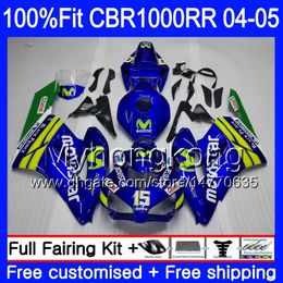 Corps d'injection + réservoir pour HONDA CBR 1000RR CBR1000 RR 04-05 275HM.16 CBR1000RR 04 05 CBR 1000 RR 2004 2005 Kit de carénages OEM Movistar Blue hot