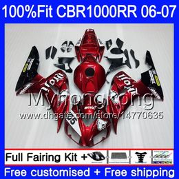 Corps d'injection + réservoir pour HONDA Stock rouge foncé CBR 1000 RR CBR 1000RR 06-07 276HM.20 CBR1000RR 06 07 CBR1000 RR 2006 2007 Kit de carénages OEM