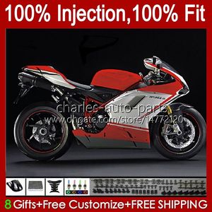 Corps d'injection pour DUCATI 1198R 848 1098 1198 S R Blanc rouge 2007 2008 2009 2010 2011 2012 18No.52 Carrosserie 848S 1098S 1198S 848R 1098R 07 08 09 10 11 12 Kit de carénage OEM