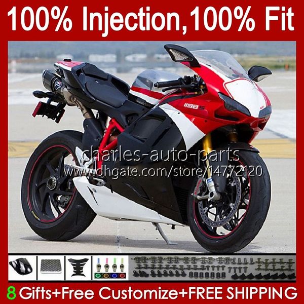 Bodys d'injection pour Ducati 1198R 848 1098 1198 S R 2007 2009 2009 2011 2012 2011 18No.54 Bodywork 848S 1098S 1198S 848R 1098R 07 08 09 10 11 12 FaRing Fairing White Red Blk Kit Blk Kit Blk