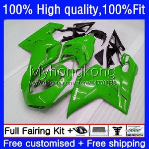 Injectie Bodys voor Ducati 848R 1098R 1198R 848 1098 1198 S R Glossy Green 07 08 09 10 11 12 14 No.60 Carrosserie 848S 1098S 1198S 2007 2008 2009 2010 2011 2012 OEM Fairing Kit