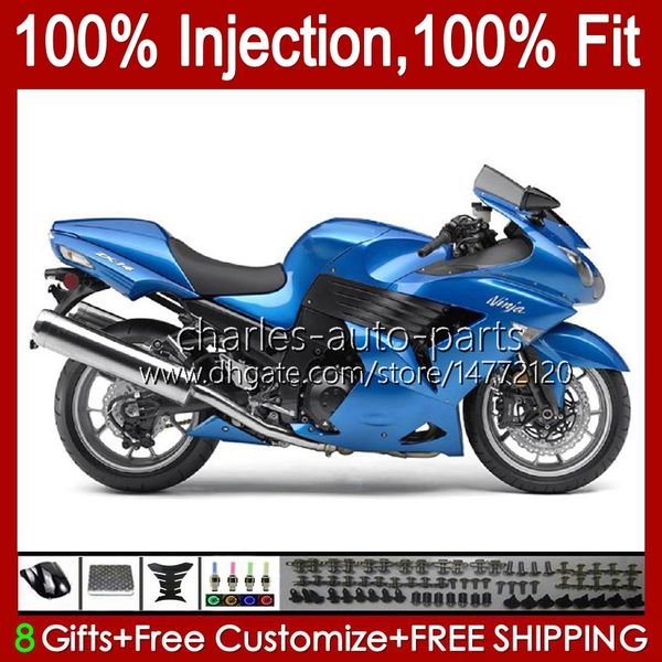 Corps d'injection pour KAWASAKI NINJA ZX 14R 14 R ZZR 1400 CC ZZR1400 06 07 08 09 10 11 4No.82 ZX14R ZZR-1400 06-11 ZX-14R 2006 2007 2008 2009 2010 2011 Carénage OEM bleu brillant