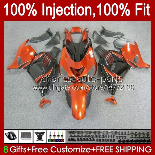 Cuerpos de inyección para KAWASAKI NINJA ZX 14R 14 R ZZR 1400 CC ZZR1400 06 07 08 09 10 11 4No.68 ZX14R ZZR-1400 06-11 ZX-14R 2006 2007 2008 2009 2010 2011 OEM Carenado naranja brillante