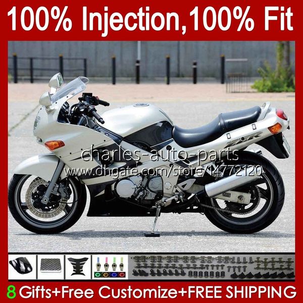 Corps d'injection pour KAWASAKI NINJA ZZR400 ZZR-400 ZZR-600 00 01 02 03 04 05 06 07 84HC.49 noir argenté ZZR 600 400 ZZR600 1993 1994 1995 1996 1997 1998 1999 Kit de carénage OEM