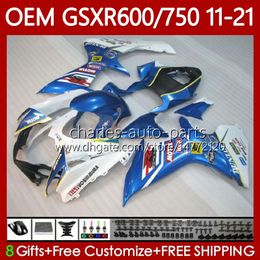 Cuerpos de inyección para SUZUKI GSXR 600 750 CC K11 GSXR-600 600CC 750CC AZUL perla 11-21 121No.38 GSXR750 GSXR600 11 12 13 14 15 16 GSXR-750 2017 2018 2019 2020 2021 Carenado