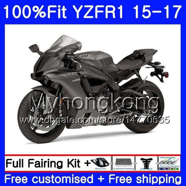 Cuerpos de inyección para YAMAHA YZF-1000 YZFR1 2015 2016 2017 243HM.25 YZF R 1 1000 YZF-R1 YZF1000 YZF R1 Negro mate stock 15 16 17 Kit de carenado