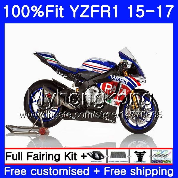 Cuerpos de inyección para YAMAHA YZF-1000 YZFR1 2015 2016 2017 PATA Carenado azul 243HM.32 YZF R 1 1000 YZF-R1 YZF1000 YZF R1 15 16 17 Kit de carenado