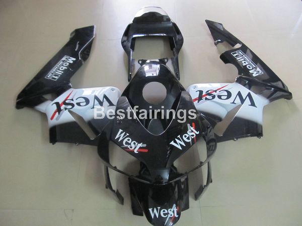 Kit de carenado de carrocería de inyección para Honda CBR600RR 03 04, juego de carenados de motocicleta negros con pegatina oeste CBR600RR 2003 2004 RT30