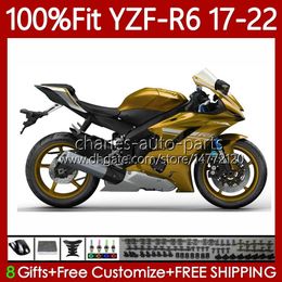 Carrocería de inyección para YAMAHA YZF R6 R 6 600 CC YZF-600 2017 2018 2019 20 21 22 Cuerpo 119No.20 YZF-R6 YZFR6 17 18 19 2020 2021 2022 YZF600 2017-2022 OEM Carenado dorado brillante