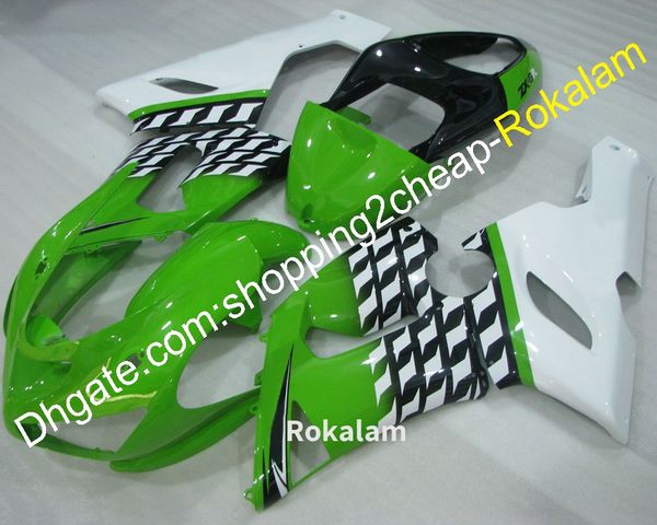 Carenado de inyección para Kawasaki ZX 6R 636 2005 2006 ZX-6R ZX6R ZX636 Piezas de carrocería de motocicleta Carenado Verde Blanco (moldeo por inyección)