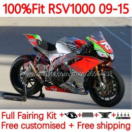 Carénages d'injection pour Aprilia RSV4 RSV-1000 RSV 1000 R RSV1000R 161No.39 RSV1000 R RR 09 10 11 12 13 14 15 RSV1000RR 2009 2010 2011 2012 2013 2014 2015 Corps Rouge argent