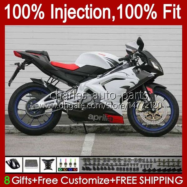 Carénages d'injection pour Aprilia Blanc noir RSV RS 125 RR 125RR RS4 RS125 06 07 08 09 10 11 34No.64 RSV-125 RS-125 RSV125 R 2006 2007 2008 2009 2010 2011 RSV125RR 06-11 Corps