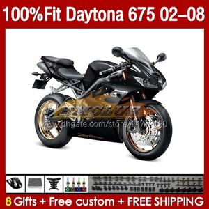 Carénages d'injection pour Daytona-675 02-08 Daytona 675 R 675R 02 03 04 05 06 07 08 Carrosserie 148No.45 Daytona675 2002 2003 2004 2005 2006 2007 2008 Kit de carrosserie OEM noir gris