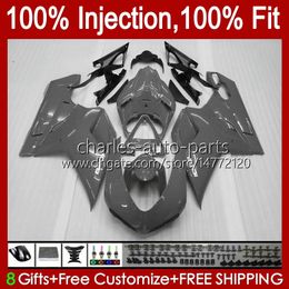 Carénages d'injection pour DUCATI 848 1098 1198 S R 848R 1198R Carrosserie 18No.36 848S 1098S 2007 2008 2009 2010 2011 2012 1098R 1198S 07 08 09 10 11 12 Kit de carrosserie OEM gris brillant