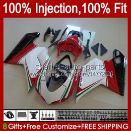 Carenados de inyección para DUCATI 848 1098 1198 S R 848R 1198R Carrocería 18No.23 848S 1098S 2007 2008 2009 2010 2011 2012 1098R 1198S 07 08 09 10 11 12 Nuevo kit de carrocería OEM Rojo Negro