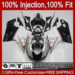 Carenados de inyección para DUCATI 848 1098 1198 S R 848R 1198R Carrocería 18No.31 848S 1098S 2007 2008 2009 2010 2011 2012 1098R 1198S Blanco negro 07 08 09 10 11 12 Kit de carrocería OEM