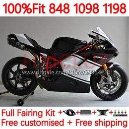 Injectie Stroomlijnkappen Voor DUCATI 848 1098 1198 S R 848R 1198R Carrosserie 163No.49 848S 1098S 2007 2008 2009 2010 2011 2012 1098R 1198S 07 08 09 10 11 12 OEM Lichaam geluk terug