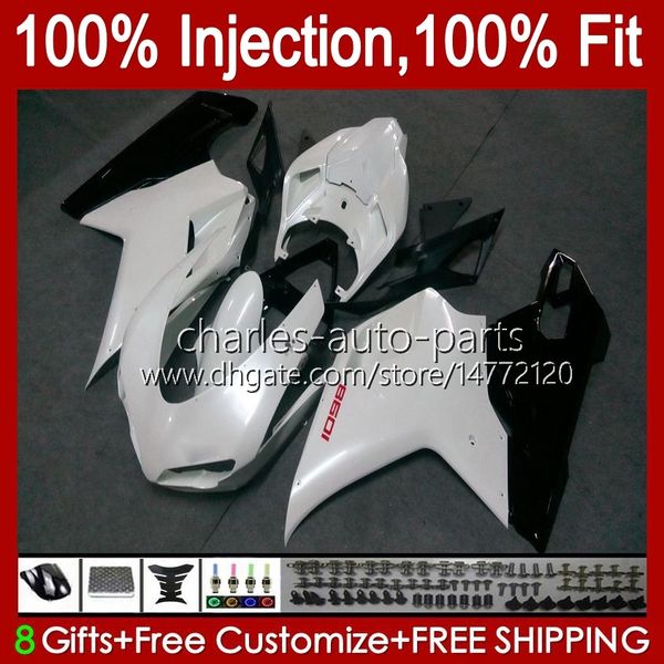 Carenados de inyección para DUCATI 848 1098 1198 S R 848R 1198R Carrocería 18No.19 848S 1098S Pearl White 2007 2008 2009 2010 2011 2012 1098R 1198S 07 08 09 10 11 12 Kit de carrocería OEM