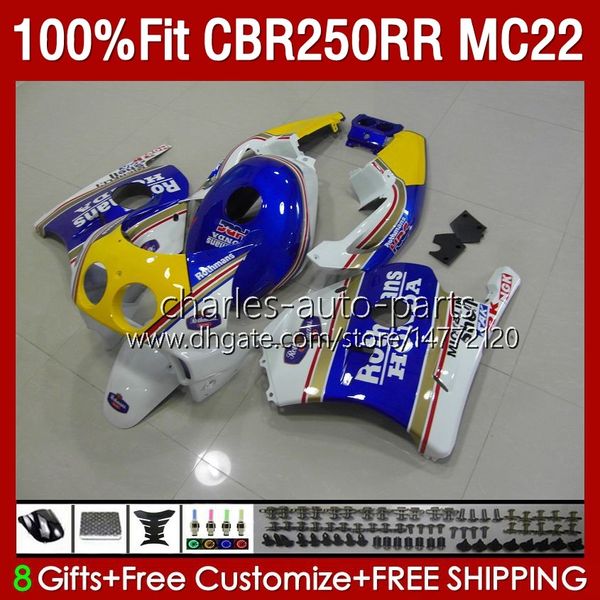 Carenados de inyección para HONDA CBR250RR 1990 1991 1992 1995 1996 1997 1998 1999 131No.108 MC22 CBR250 CBR 250RR 250 RR CC 250CC 90 91 92 93 94 95 96 97 98 99 Cuerpo Azul Rothman