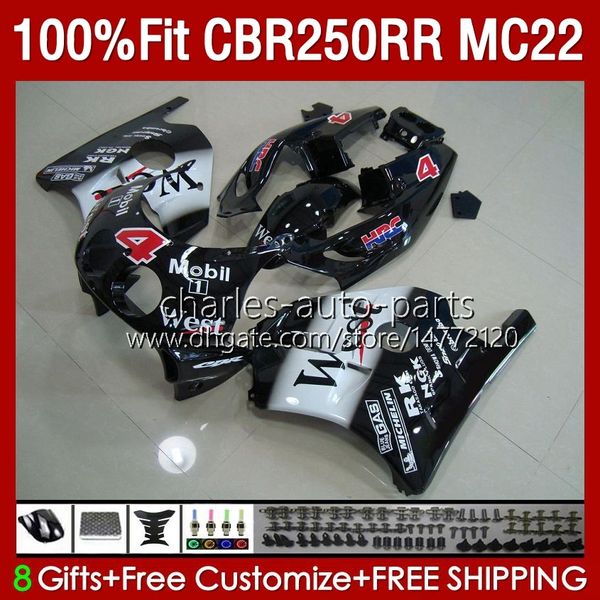 Carenados de inyección para HONDA CBR250RR 1990 1991 1992 1995 1996 1997 1998 1999 131No.116 MC22 CBR250 Negro Oeste CBR 250RR 250 RR CC 250CC 90 91 92 93 94 95 96 97 98 99 Cuerpo