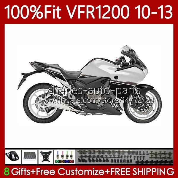 Carénages d'injection pour HONDA VFR1200F Blanc noir Crosstourer VFR 1200 RR CC F X VFR1200 10 11 12 13 76No.62 VFR1200RR VFR-1200 2010 2011 2012 2013 VFR1200X 10-13 Corps