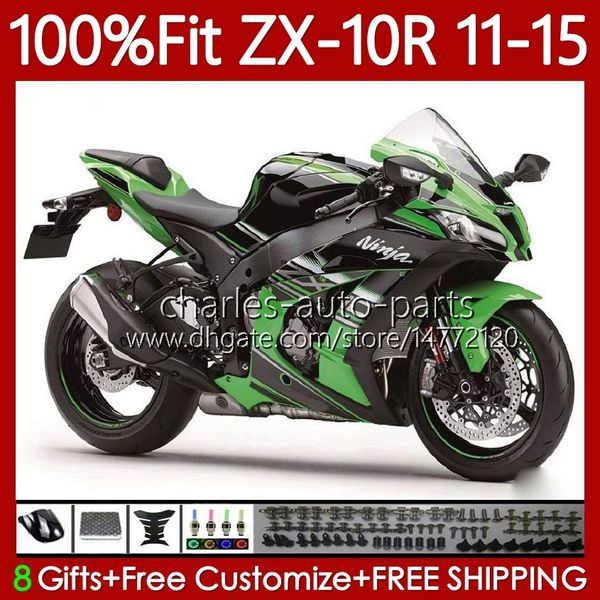 Carénages d'injection pour KAWASAKI NINJA ZX-10R ZX 10 R 1000 CC ZX10R 11 12 13 14 15 Noir vert 101No.73 ZX 10R 1000CC ZX-1000 2011 2012 2013 2014 2015 ZX1000 C 11-15 Corps OEM