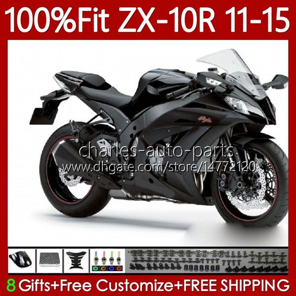 Carénages d'injection pour KAWASAKI NINJA ZX-10R ZX 10 R Noir brillant 1000 CC ZX10R 11 12 13 14 15 101No.92 ZX 10R 1000CC ZX-1000 2011 2012 2013 2014 2015 ZX1000 C 11-15 Corps OEM