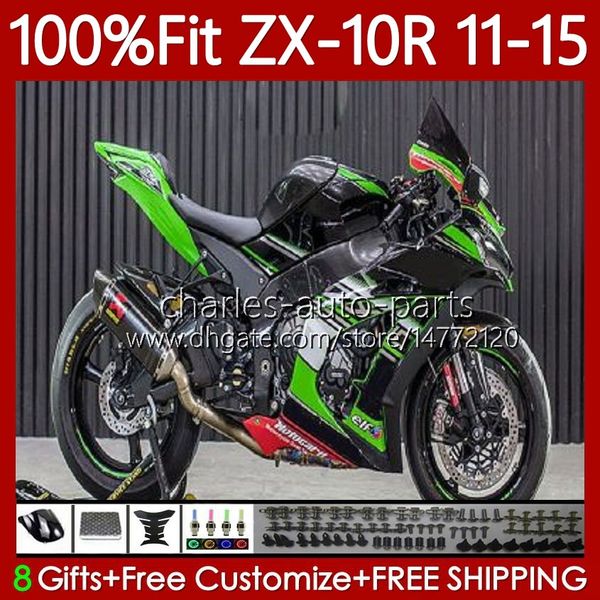 Carénages d'injection pour KAWASAKI NINJA ZX-10R ZX 10 R 1000 CC ZX10R 11 12 13 14 15 101No.176 ZX 10R 1000CC ZX-1000 2011 2012 2013 2014 2015 ZX1000 C 11-15 Corps OEM vert noir