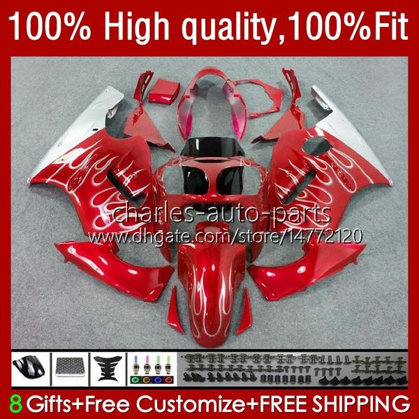 Carenados de inyección para KAWASAKI NINJA ZX1200 ZX 12R 1200CC 1200 CC ZX1200C ZX 12 R 02-06 3No.14 ZX12R 02 03 04 05 06 ZX-12R 2002 2003 2004 2005 2006 Kit de cuerpo OEM llamas rojas negro