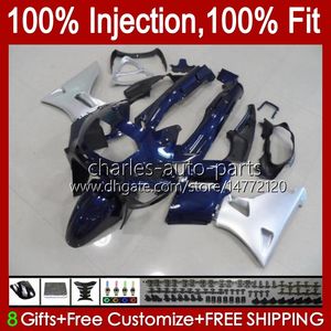 Carénages d'injection pour KAWASAKI NINJA ZZR-400 ZZR-600 ZZR400 93 94 95 96 97 98 99 00 84HC.4 ZZR600 ZZR 600 400 bleu argenté 2001 2002 2003 2004 2005 2006 2007 Kit carrosserie OEM