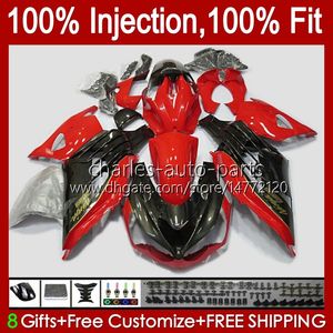 Carénages d'injection pour KAWASAKI NINJA ZZR 1400 CC ZX 14R 14 R ZZR1400 06-11 4No.31 ZX14R 06 07 08 09 10 11 ZZR-1400 ZX-14R 2006 2007 2008 2009 2010 2011 OEM Bodys rouge noir blk