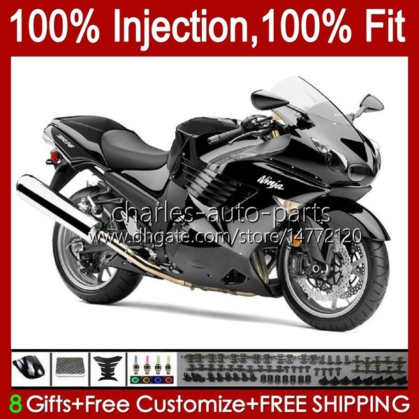 Carénages d'injection pour KAWASAKI NINJA ZZR 1400 CC ZX 14R 14 R ZZR1400 06-11 4No.41 ZX14R 06 07 08 09 10 11 ZZR-1400 ZX-14R 2006 2007 2008 2009 2010 2011 OEM Bodys noir brillant