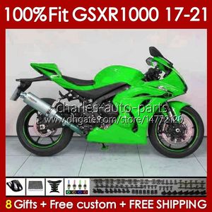 Carénages d'injection pour SUZUKI vert K17 GSXR 1000 CC 17 18 19 20 21 Carrosserie 146No.48 GSXR1000 1000CC GSXR-1000 2017 2018 2019 2020 2021 GSX-R1000 17-21 OEM Bodys stock blk