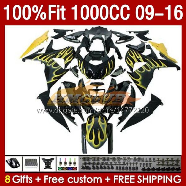 ADUMENTOS DE INYECCIÓN para Suzuki GSXR 1000 CC K9 GSXR1000 2009 2010 2012 2012 2013 2014 2015 2016 151No.87 K 9 1000CC GSXR-1000 09 10 11 12 13 14 15 16 CARRACIÓN OEM FLAMES AMARILLOS