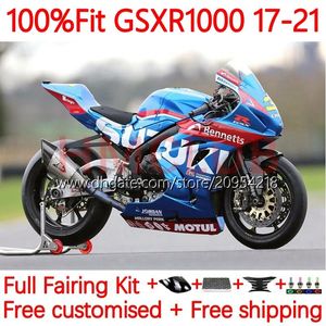 Carénages d'injection pour SUZUKI GSXR-1000 K17 GSXR 1000 CC 17-21 Carrosserie 12No.2 GSXR1000 17 18 19 20 21 1000CC GSX-R1000 2017 2018 2019 2020 2021 Kit de carrosserie OEM bleu brillant